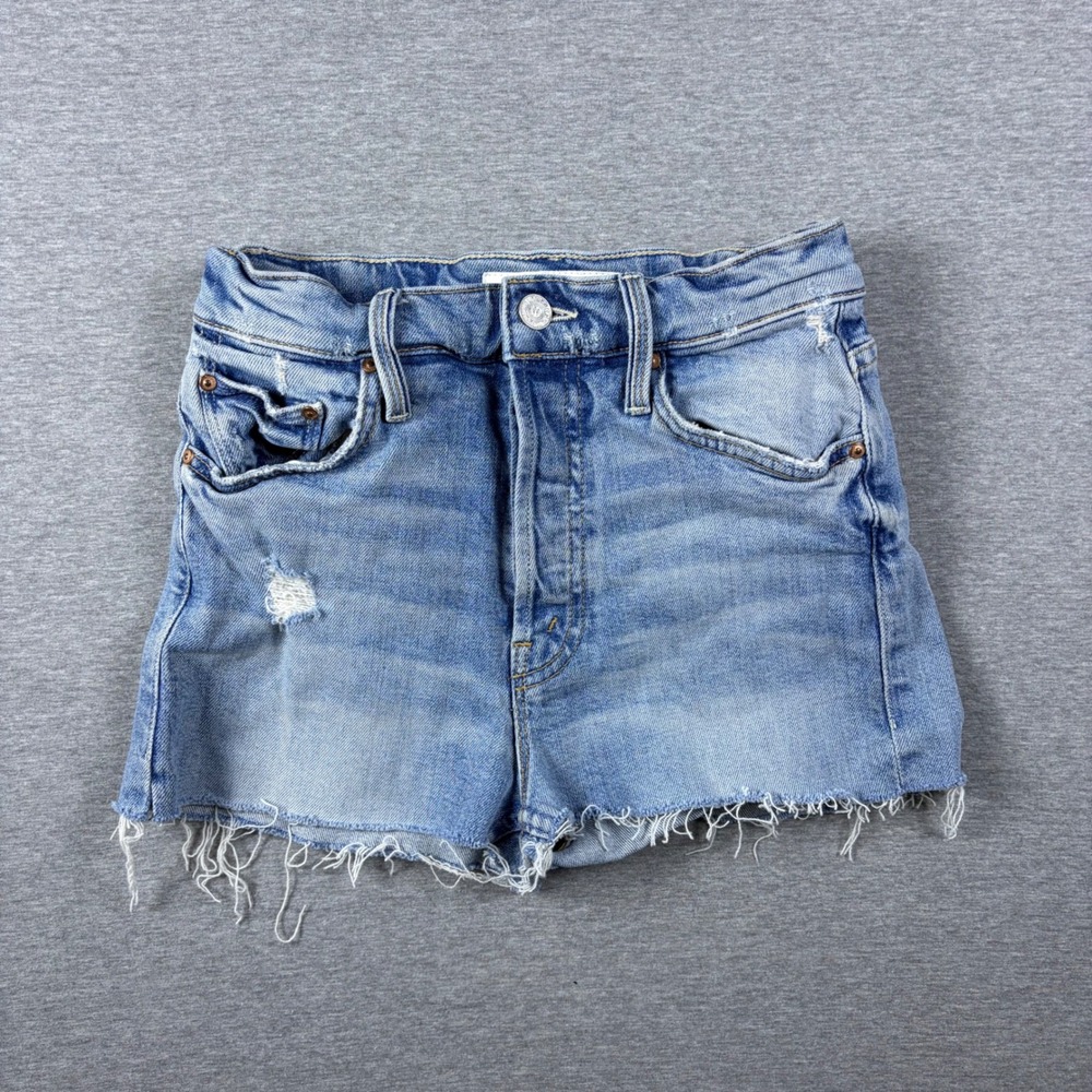 Mother Denim Shorts Womens 24 The Tomcat Kick Fray Distressed High Waist